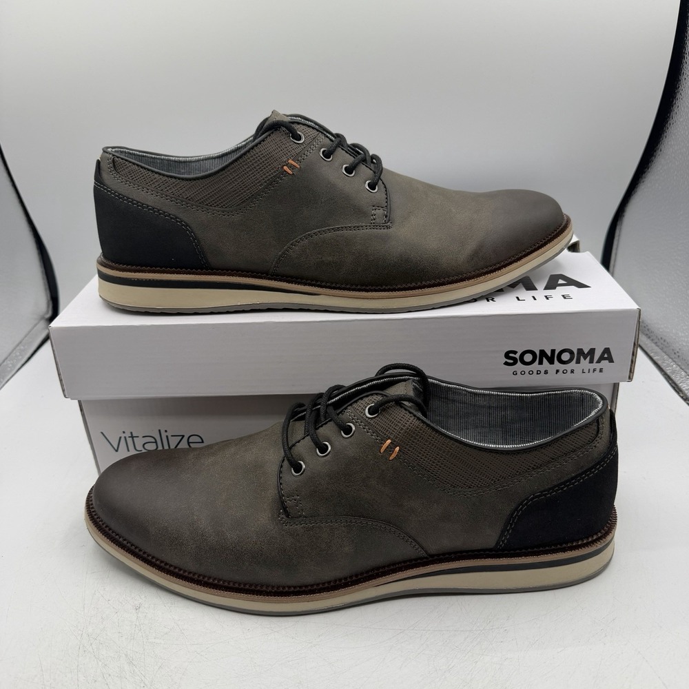 Sonoma Freer Shoes Mens Sz 11 Grey Lace Up Casual Oxfords Comfort Cushioned